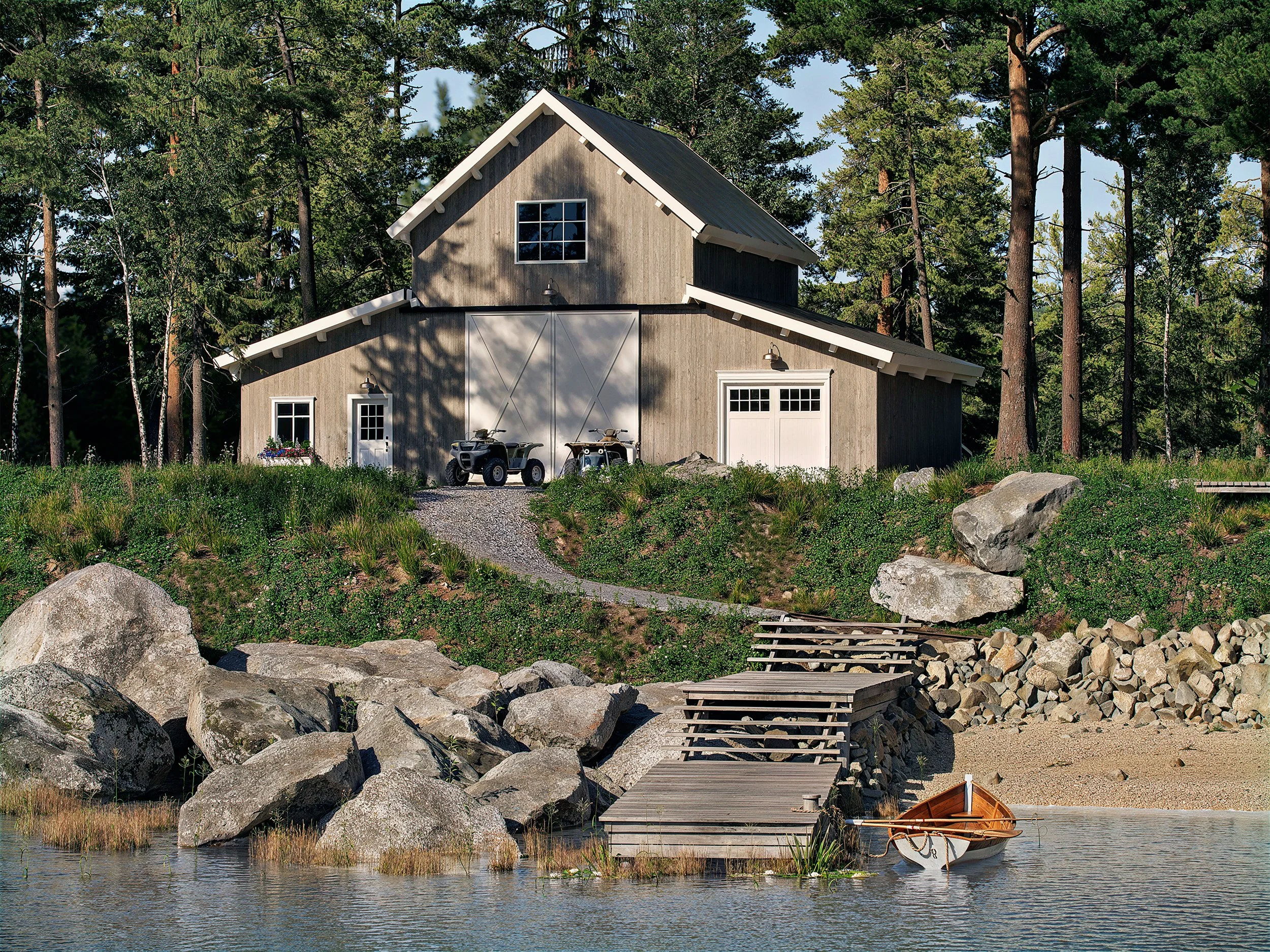Lakeside Timber Barn Rendering for Stock Plan Sales and Marketing