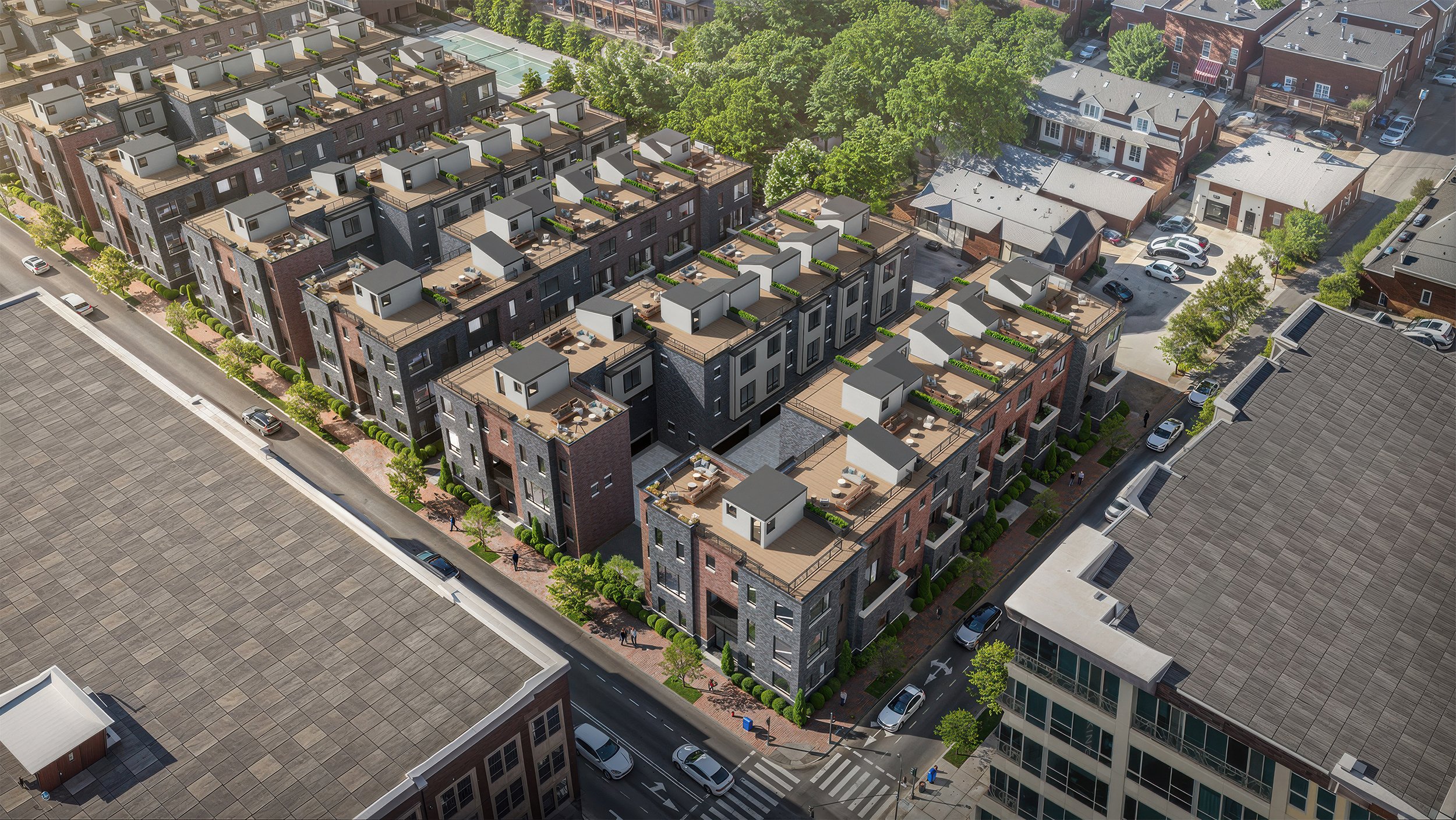 Exterior Architectural Renderings: High-angle architectural rendering