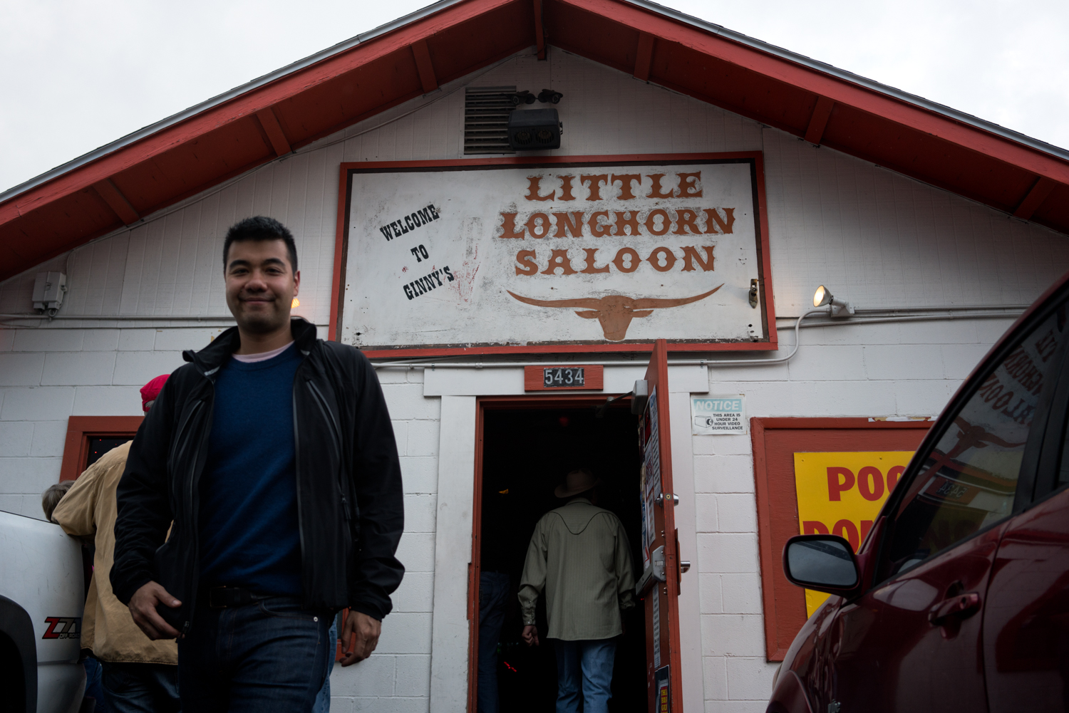 Ginny's Little Longhorn Saloon has, for over 20 years, been a slice of rural Texas in the heart of urban Austin. Every Sunday, they host Chicken Shit Bingo, an event that draws large crowds. People come for the chickens and stay for the cheap beer and live honky tonk music.
