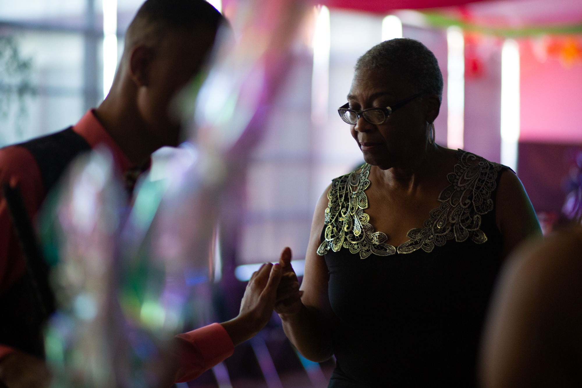 Gwen takes Matthew’s hand to go for a dance at the annual prom celebration at Rosedale School in Austin, Texas, a school he attends that provides tailored programs for students with special education needs.