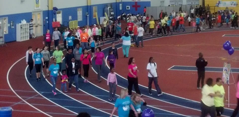 The walkers "strolling" around the track!