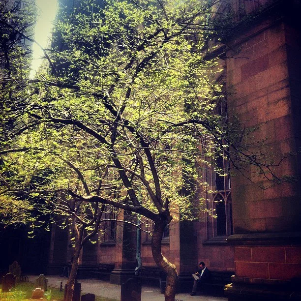 The quiet lunch at Trinity Church...