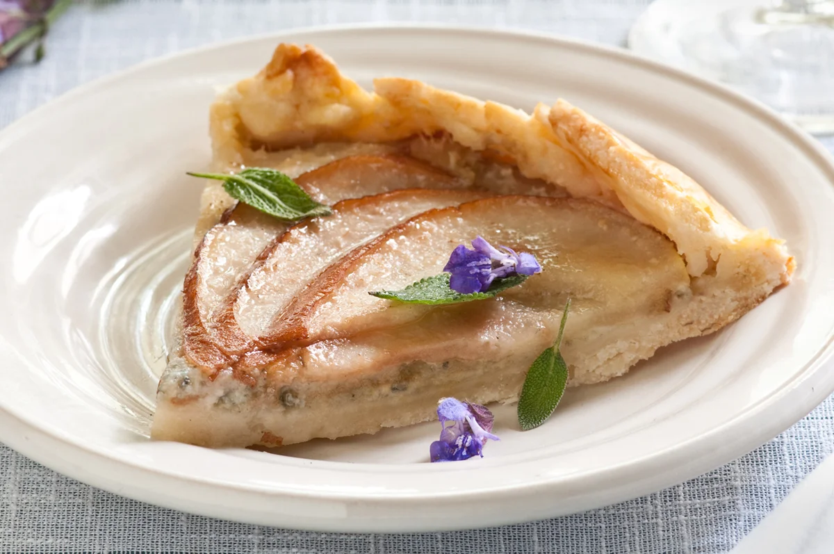 pear blue cheese tart with sage