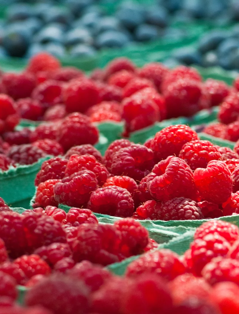 local raspberries at farmers market