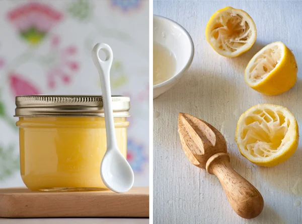 jar of lemon curd and lemon reamer