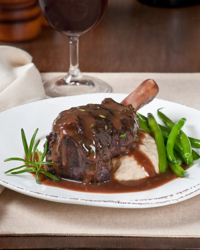 Crockpot Lamb Shanks Braised In Red Wine Herbs Beth Dunham Not only can fish pair with red wine, rach says, it's good cooked with red, too. 4 sprigs fresh rosemary, leaves stripped and finely chopped (about 2 tablespoons). crockpot lamb shanks braised in red wine herbs beth dunham