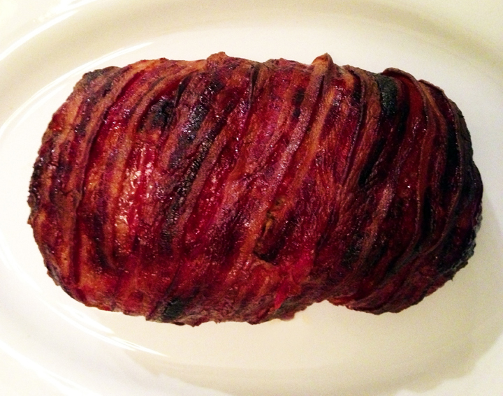 Meatloaf wrapped in bacon