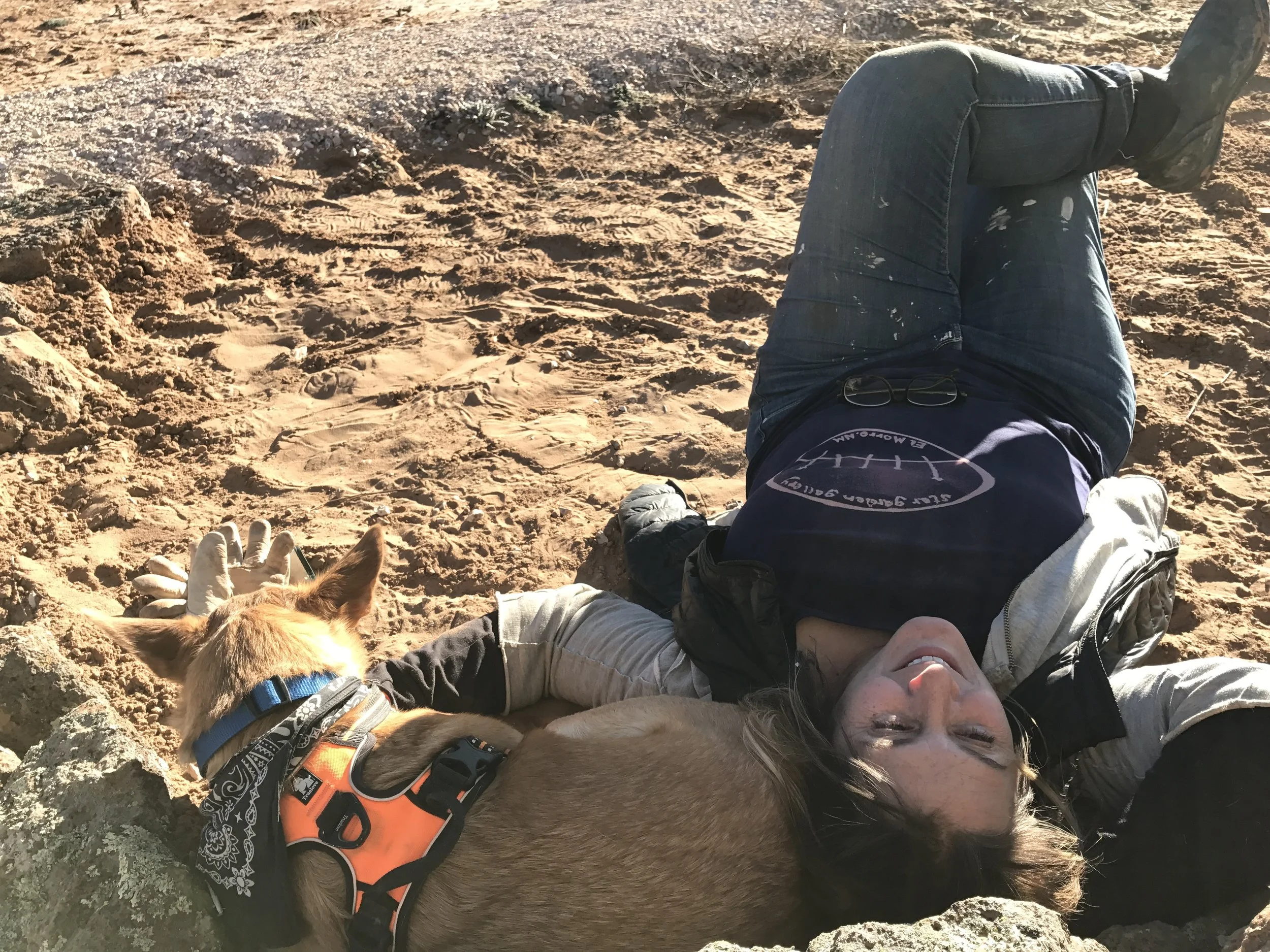 Taking a break from building the rock wall on a sunny December day