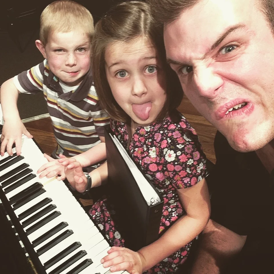 Our students love clowning, and are often encouraged by their teachers. From R to L: Jack B., Emily B., and Eric Barfield (teacher)