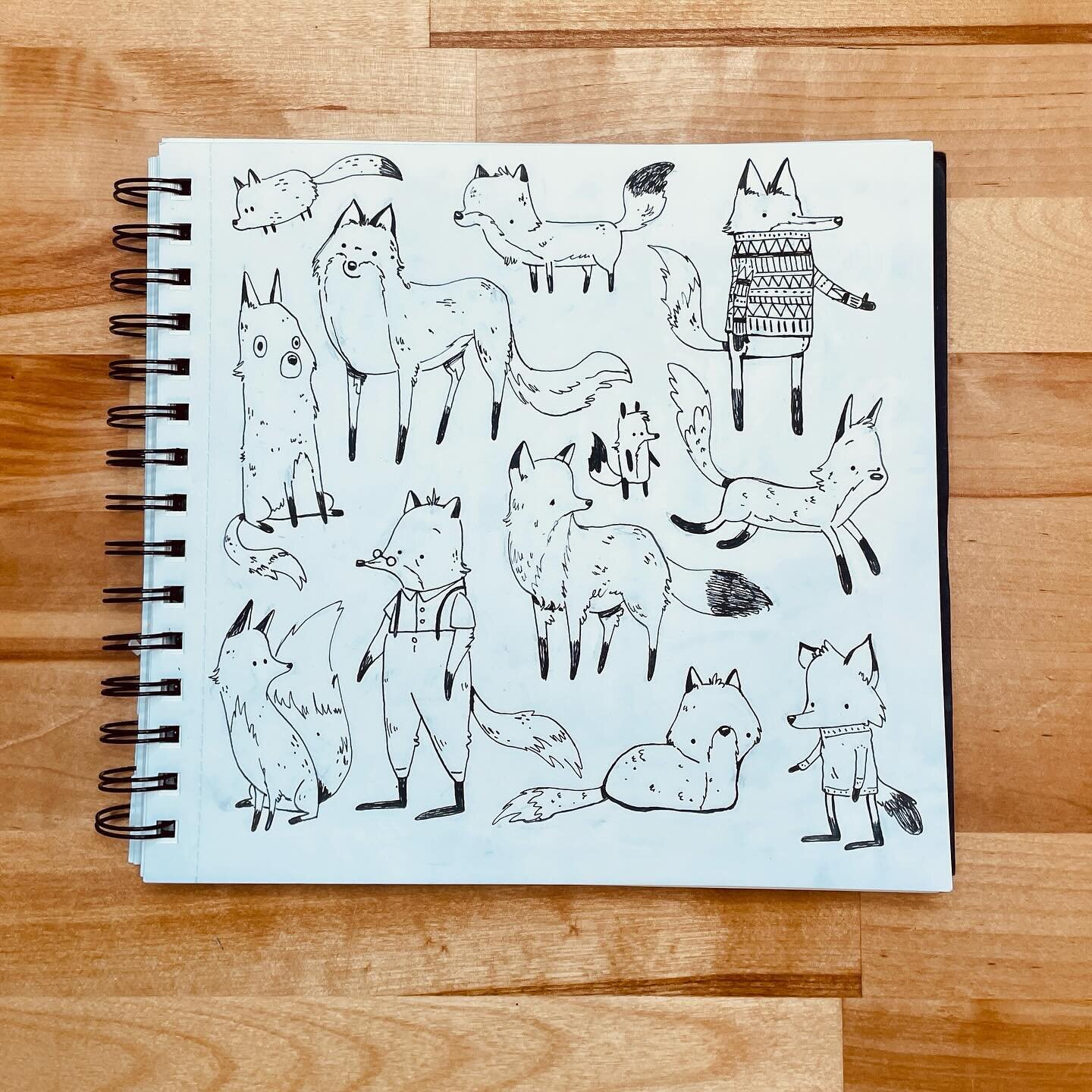 Checking in on the #100daydrawing2023 challenge. Who&rsquo;s still in? We are on day 95 if you can even believe it! I&rsquo;ve been picking away at foxes these past few weeks while working on the murals. Here are 74-93 (yes I&rsquo;m counting the art