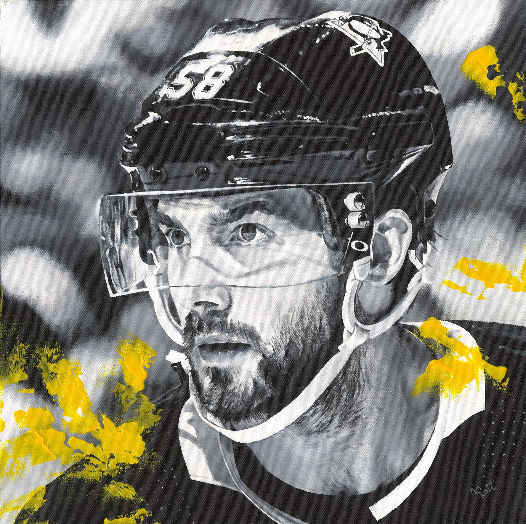 Jake Guentzel Pittsburgh Penguins Autographed 16 x 20 Gold Jersey Celebration Spotlight