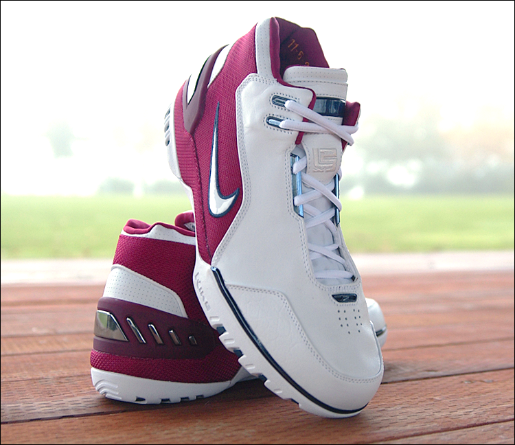 figure 4. Visible here is the Air Zoom Generation’s hidden eyestay lacing system augmented with metallic “lace rails” over the midfoot. Lateral lockdown was generally good, but I experienced more front-to-back movement within the shoe than I would have liked. Note also the very low-key, tonal LJ23 logo embroidered onto the tongue. All of the LeBron specific signifiers incorporated into the Air Zoom Generation are surprisingly subtle.