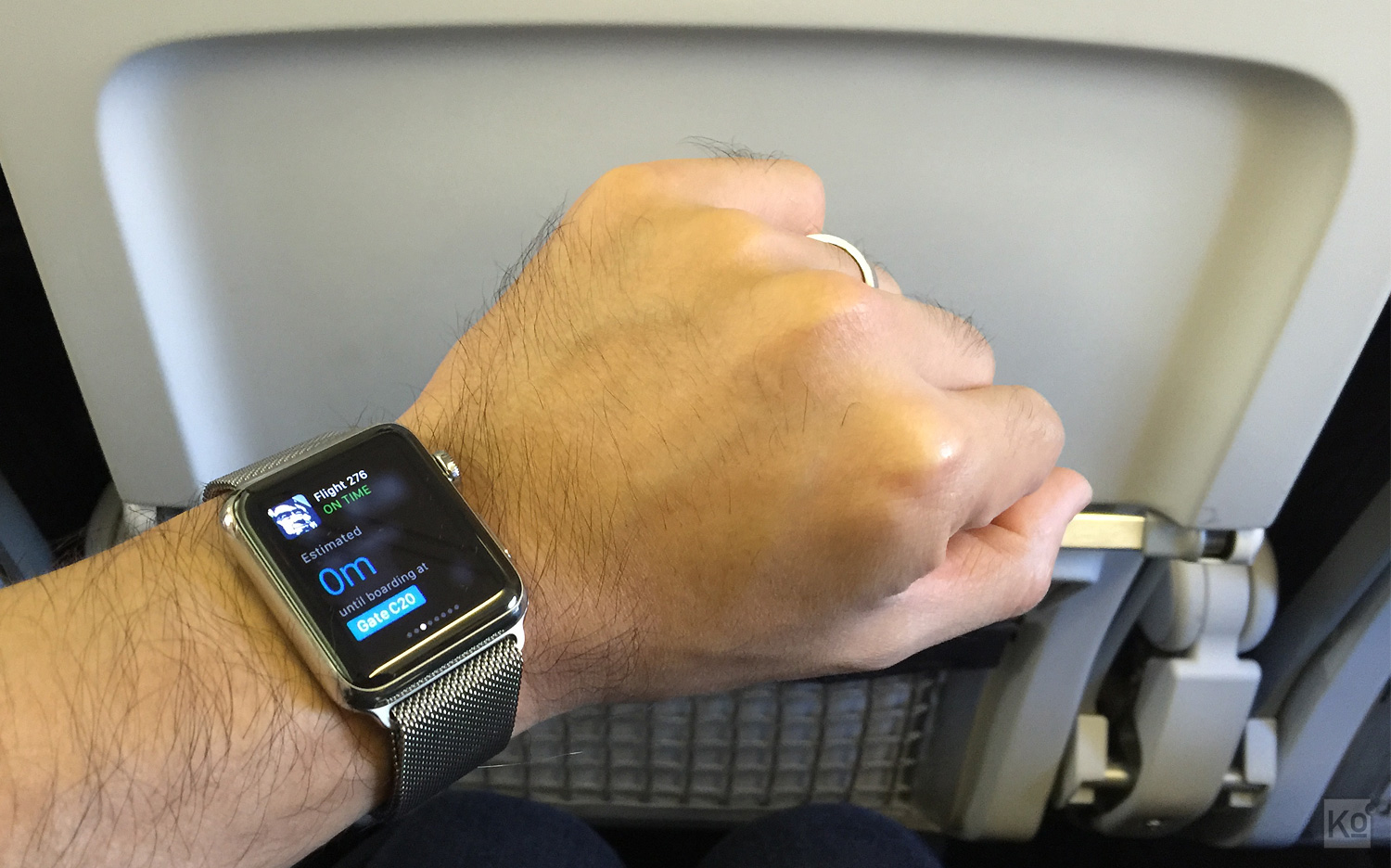 What you’re seeing here is something Apple calls a “Glance.” That’s a bite-sized chunk of information that I can quickly access by swiping up from the bottom of my Watch’s display. Unlike notifications, Glances do require an underlying watchOS app. In this case, an Alaska Airlines app I have installed on my Watch is offering me this Glance of read-only information related to my flight. Tapping on the Glance would launch the Alaska Airlines app on my Watch, enabling me to get more info or perform some simple actions.