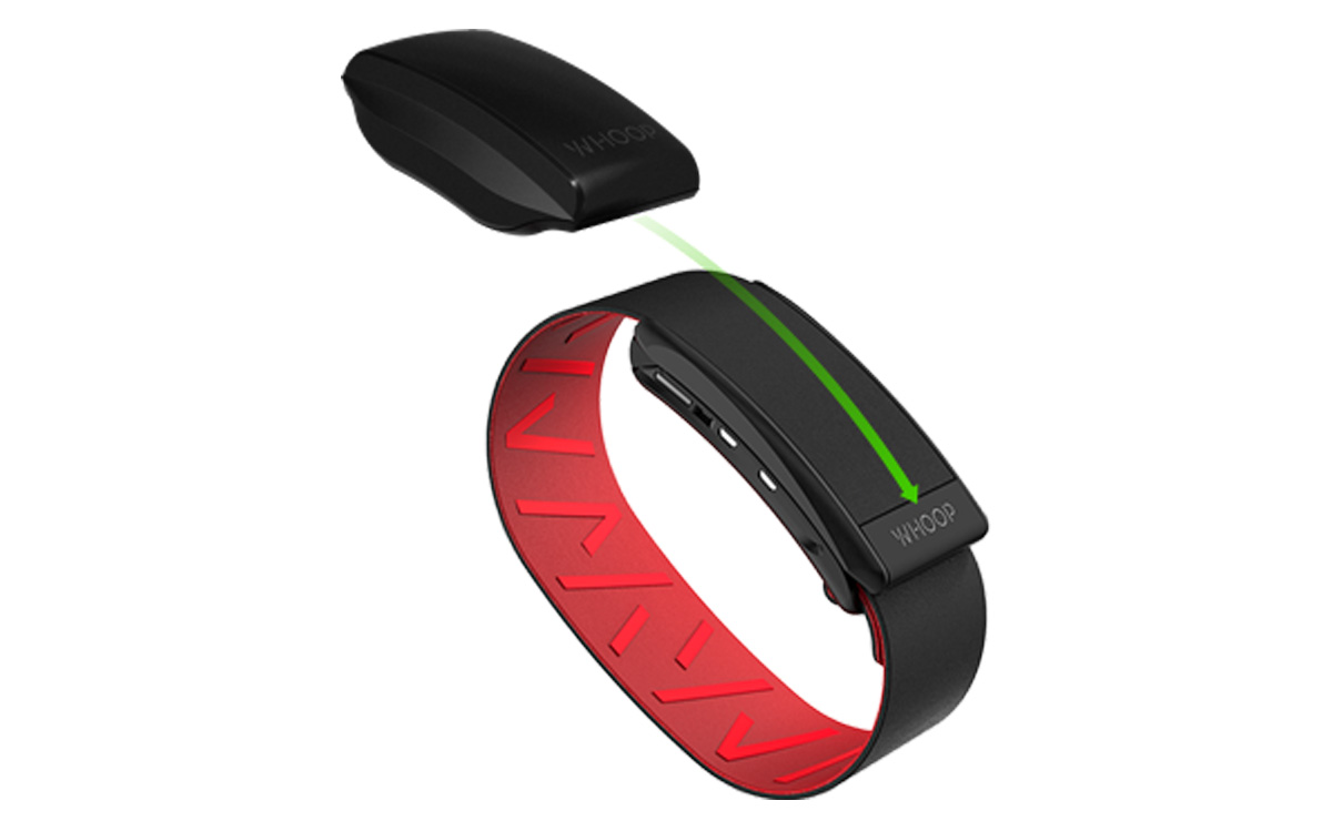 Because the ability to track strain and recovery across the entirety of a wearer’s life—day and night—is a key element of WHOOP’s value proposition, the company had to come up with a way to enable charging of their WHOOP Strap while it was being worn. The solution they devised is quite clever: Rather than charge the Strap directly, users charge an external battery pack that can stay plugged into your nightstand while you’re away from home. At night, when the pack is fully charged, you unplug it from the outlet and slide it directly onto your WHOOP Strap, enabling you to charge the Strap without ever taking it off. This is somewhat similar to the charging mechanism Apple developed for their AirPods wireless headphones —like the WHOOP Strap, they aren’t charged directly but via a charging case. Of course, truly wireless charging over a distance would offer the greatest convenience, but WHOOP’s concept is a good intermediate approach that Apple should consider for a next-gen activity-tracker. (Image credit: WHOOP)