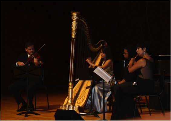 Emanuel Olivieri, viola, Eliza Torres, arpa y Alhelí Pimienta, flauta. Foto suministrada.