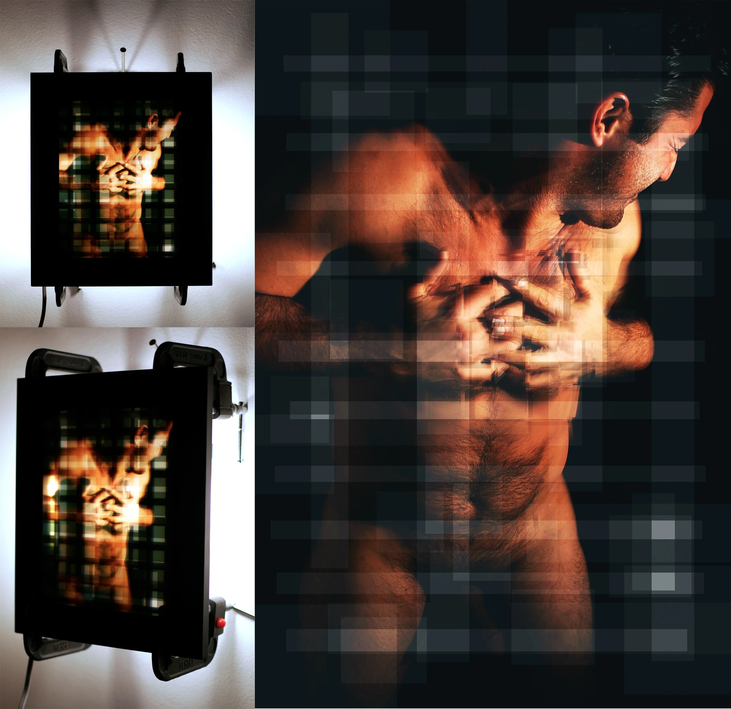 Refraction 2 , 2010 multi layered composite image on accetate in custom light frame
