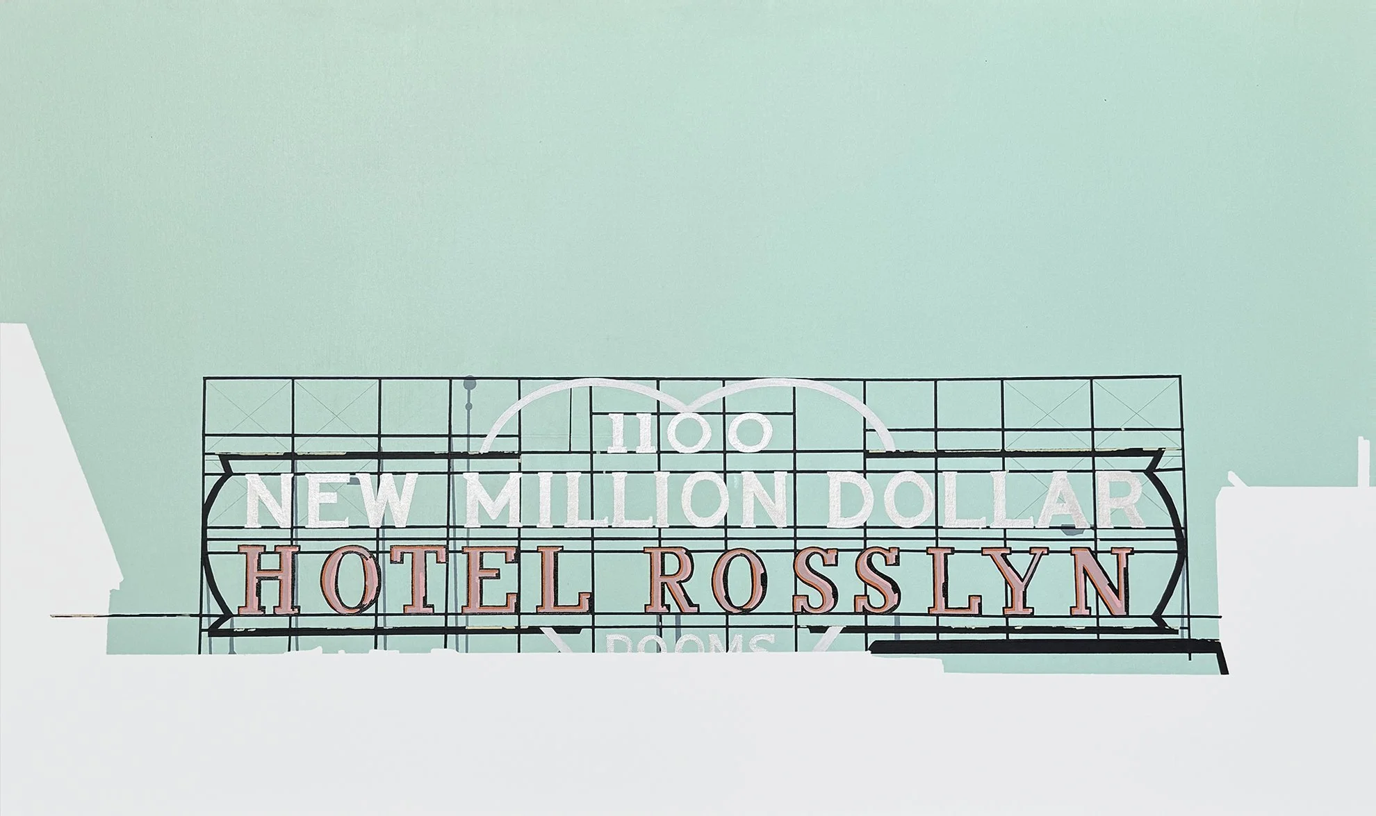 Sign for Hotel Rosslyn with the text '1,000,000 DOLLAR' at the top