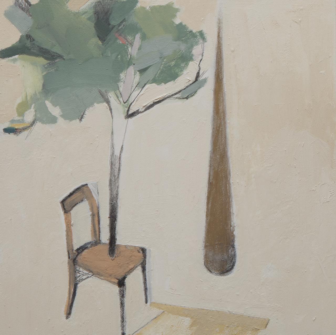 kimberly | 2012 | oil, oil pastel, graphite, latex on board | 8" x 8"