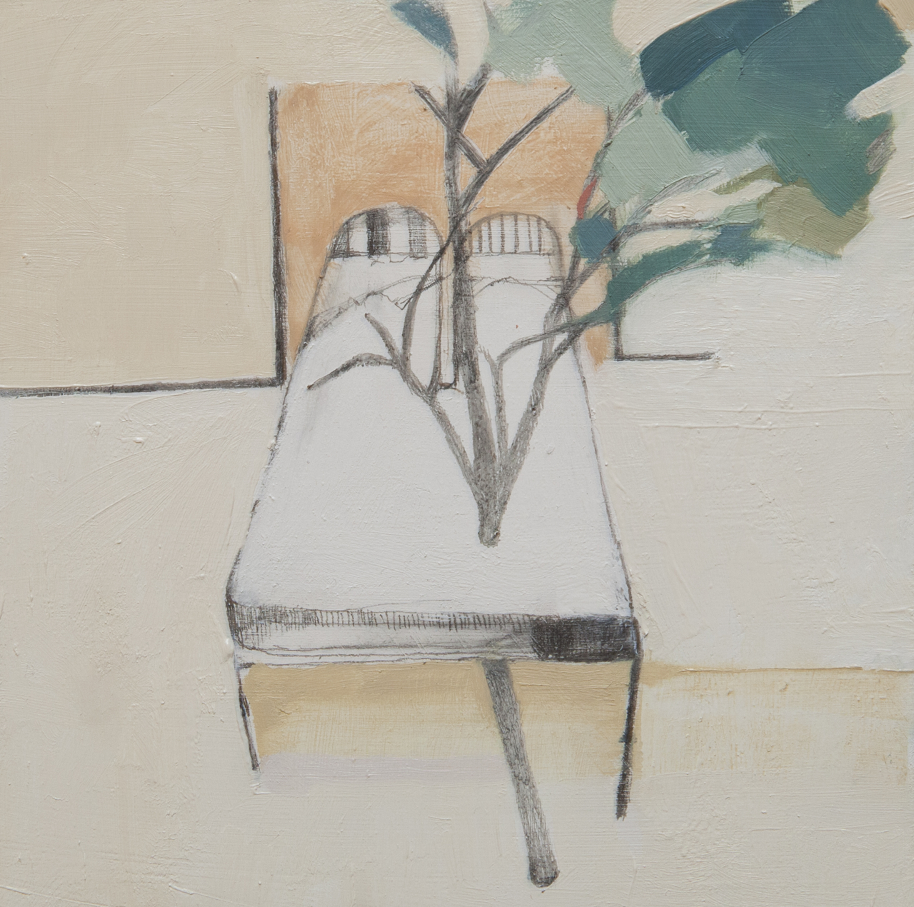 daniel | 2012 | oil, oil pastel, graphite and latex on board | 6" x 6"
