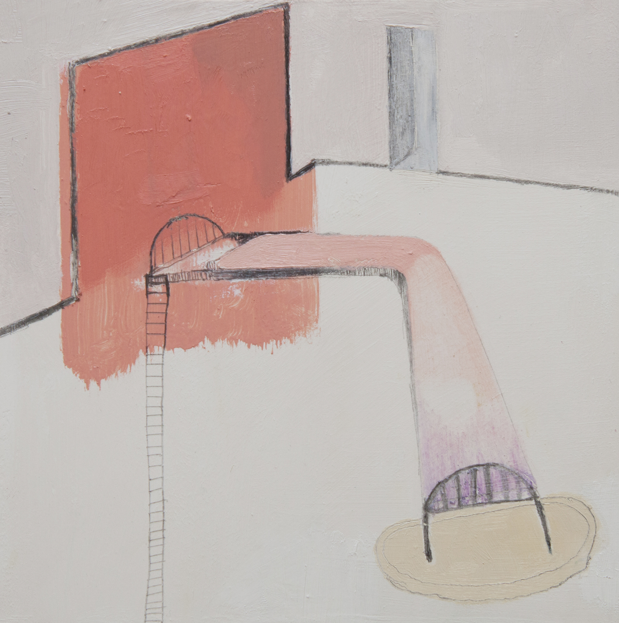 mae claire | 2012 | oil, oil pastel, graphite and latex on board | 6" x 6"