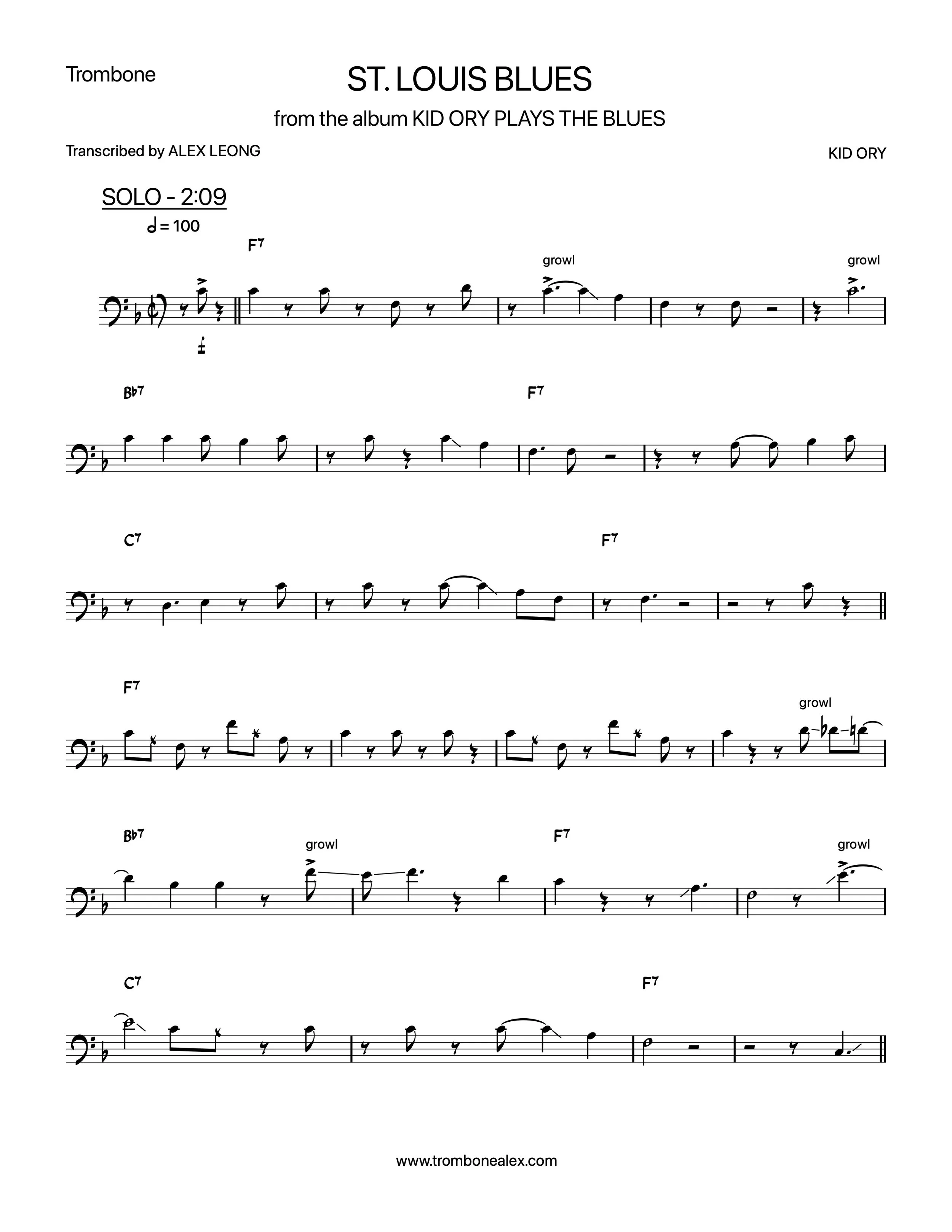 "St. Louis Blues" - Kid Ory