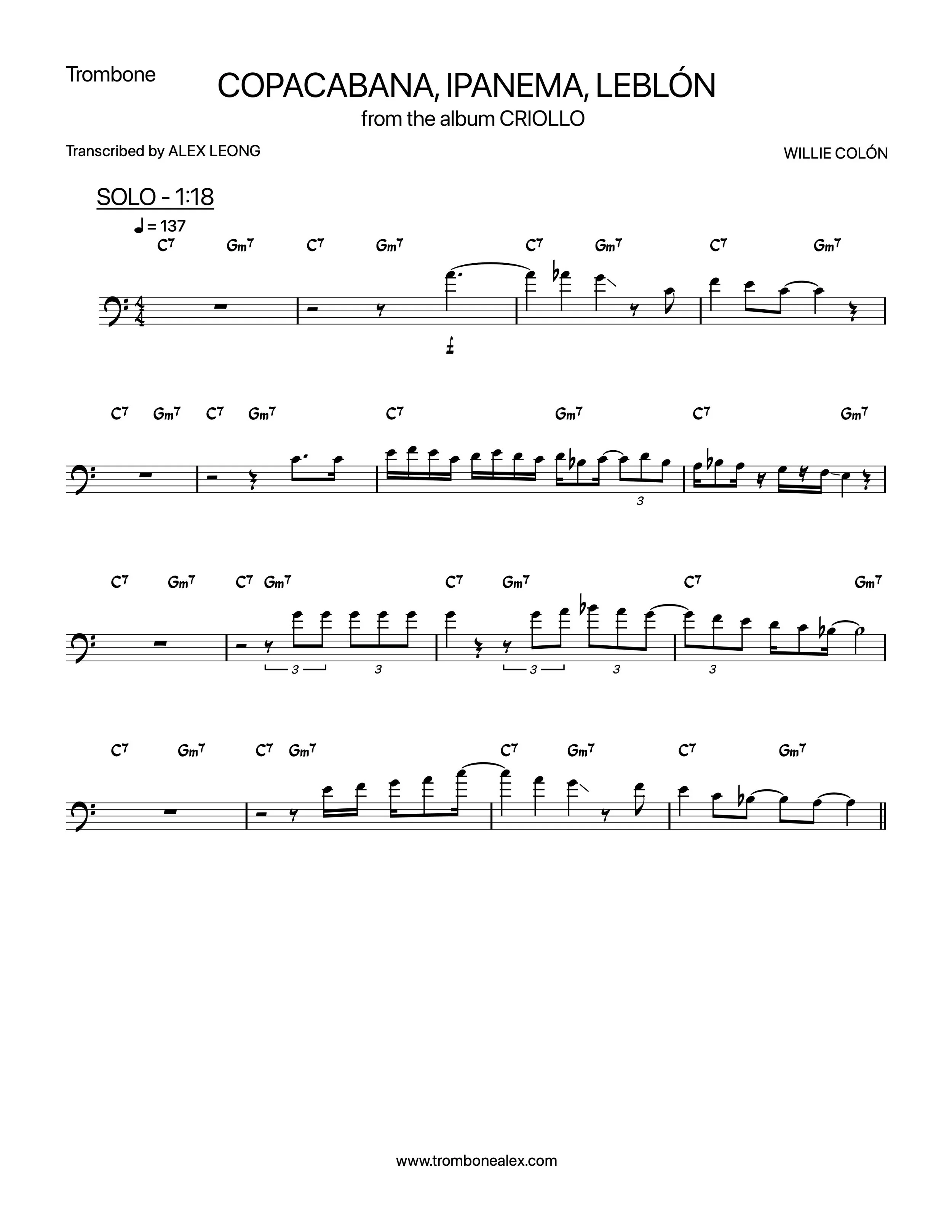 "Copacabana, Ipanema, Leblón" - Willie Colón