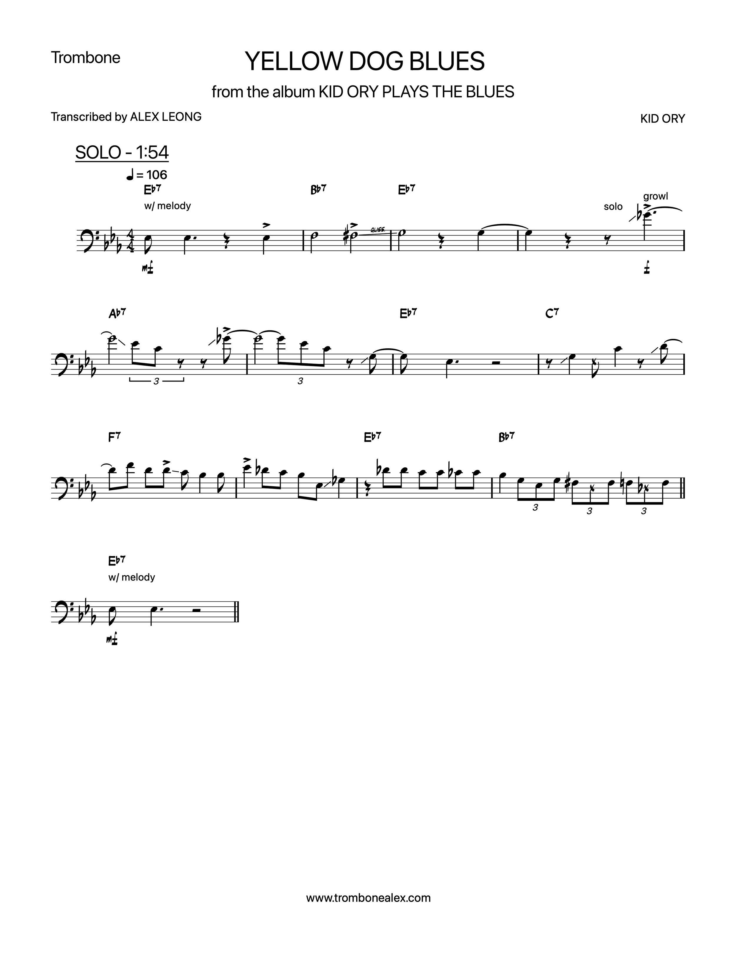 "Yellow Dog Blues" - Kid Ory