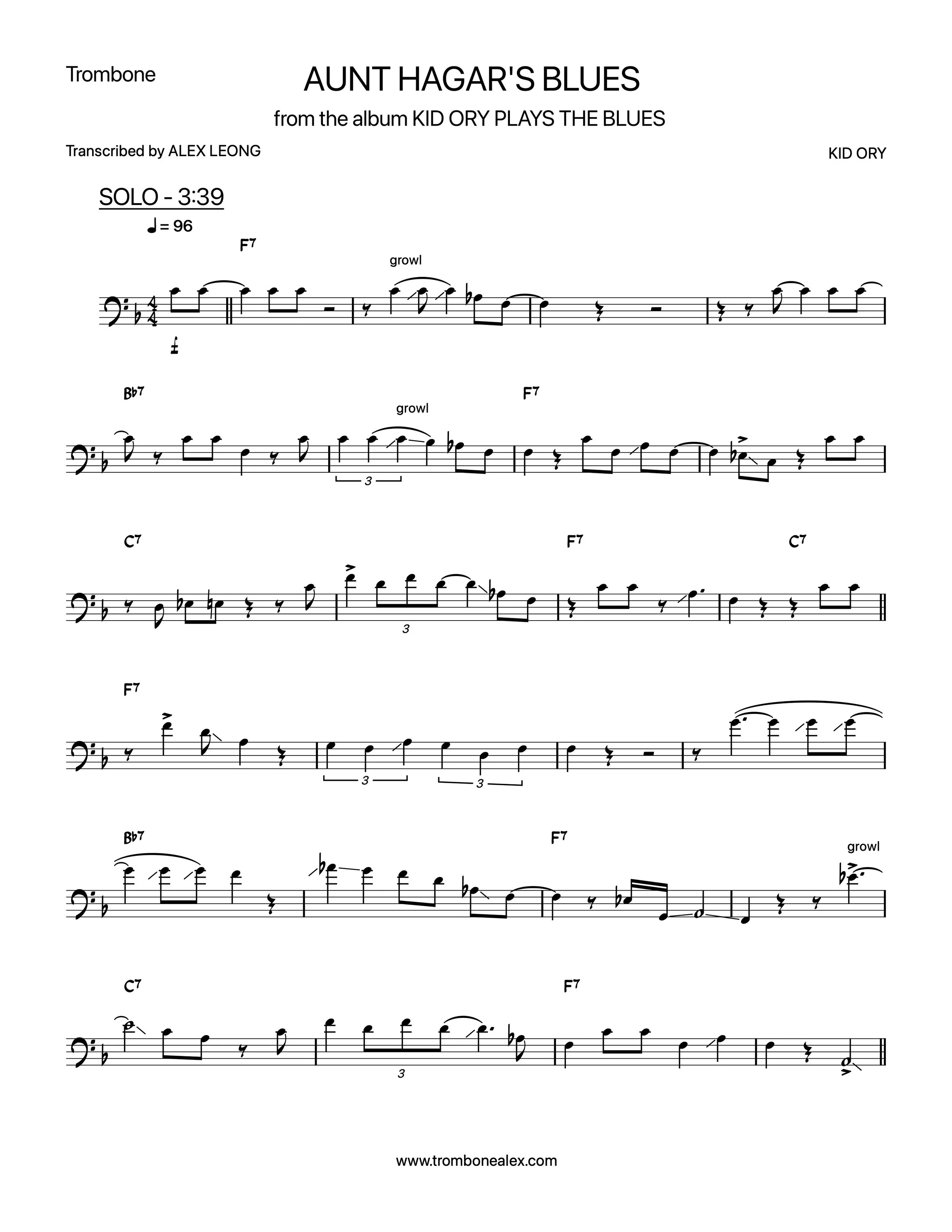 "Aunt Hagar's Blues" - Kid Ory