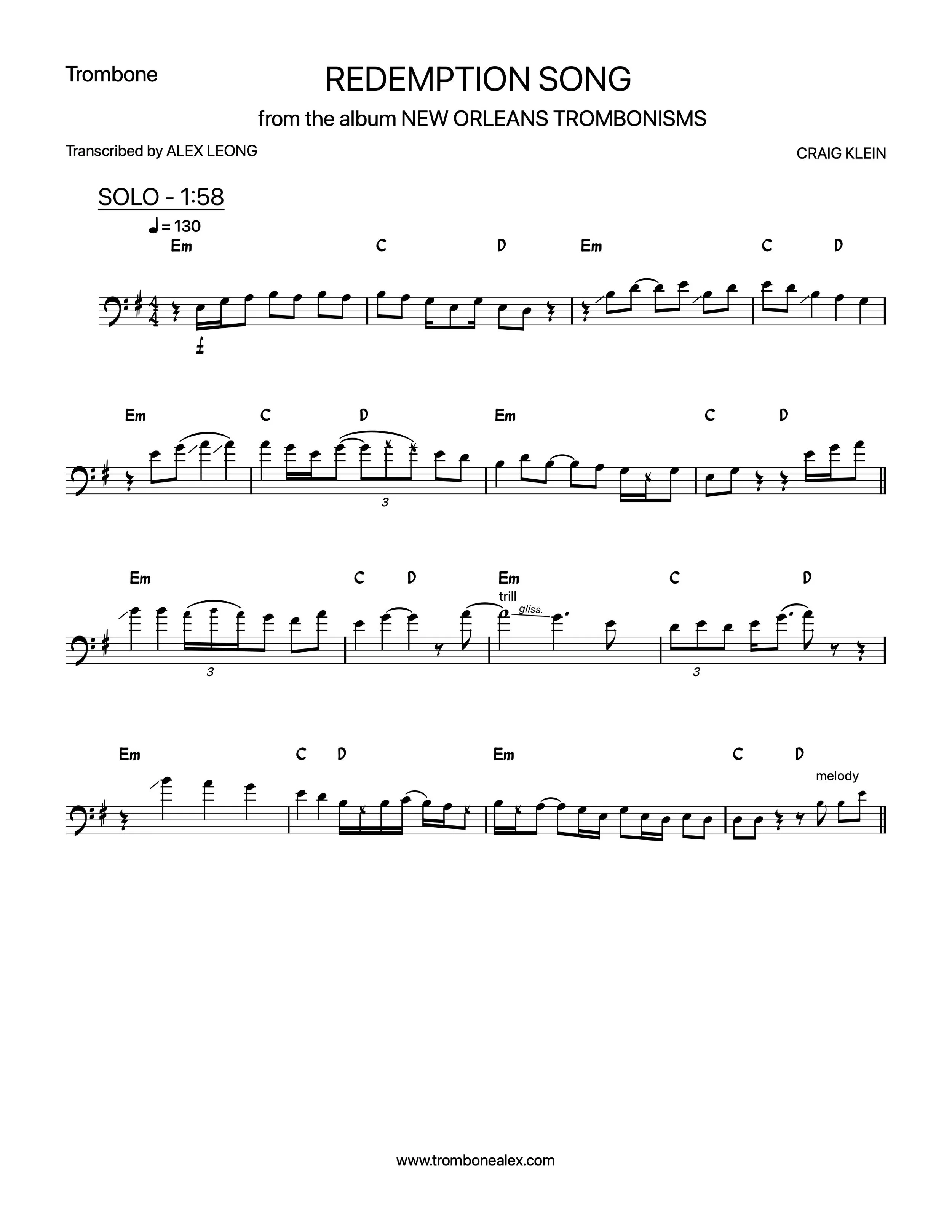 "Redemption Song" - Craig Klein