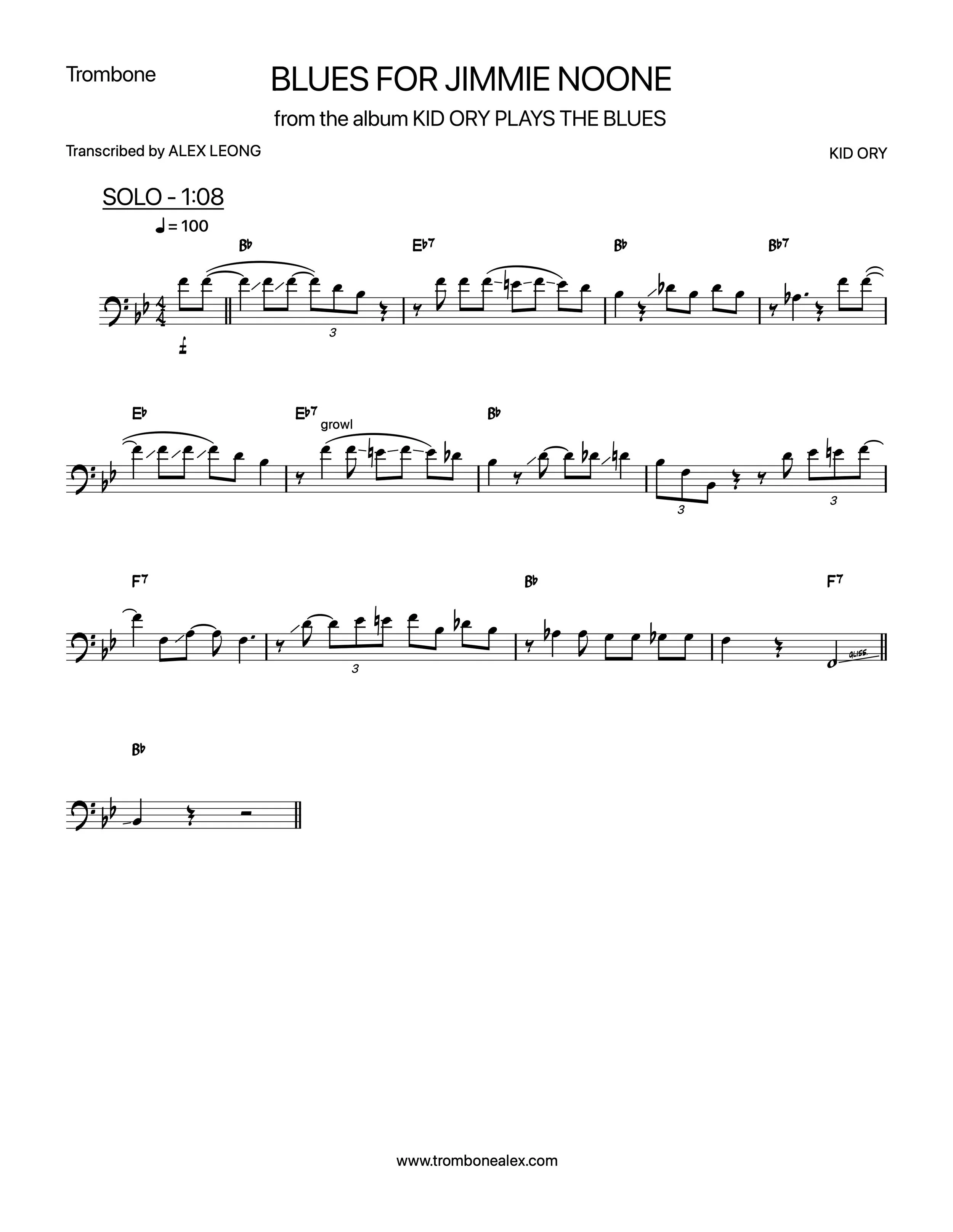 "Blues for Jimmie Noone" - Kid Ory