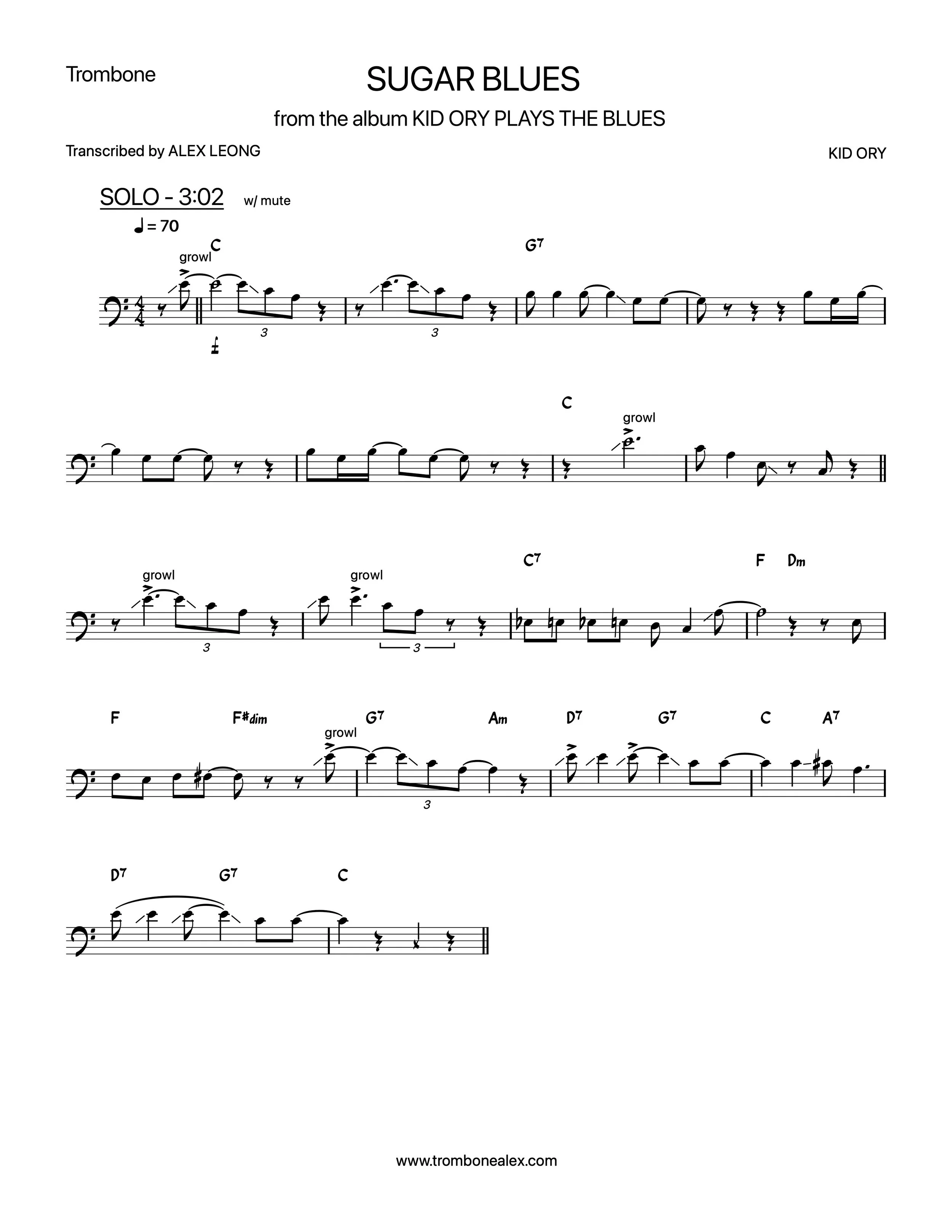 "Sugar Blues" - Kid Ory