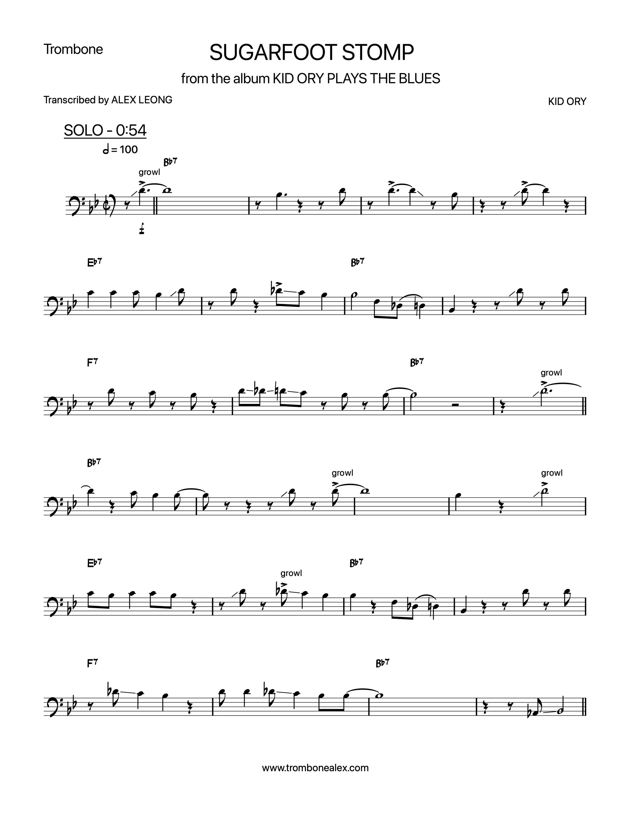 "Sugarfoot Stomp" - Kid Ory