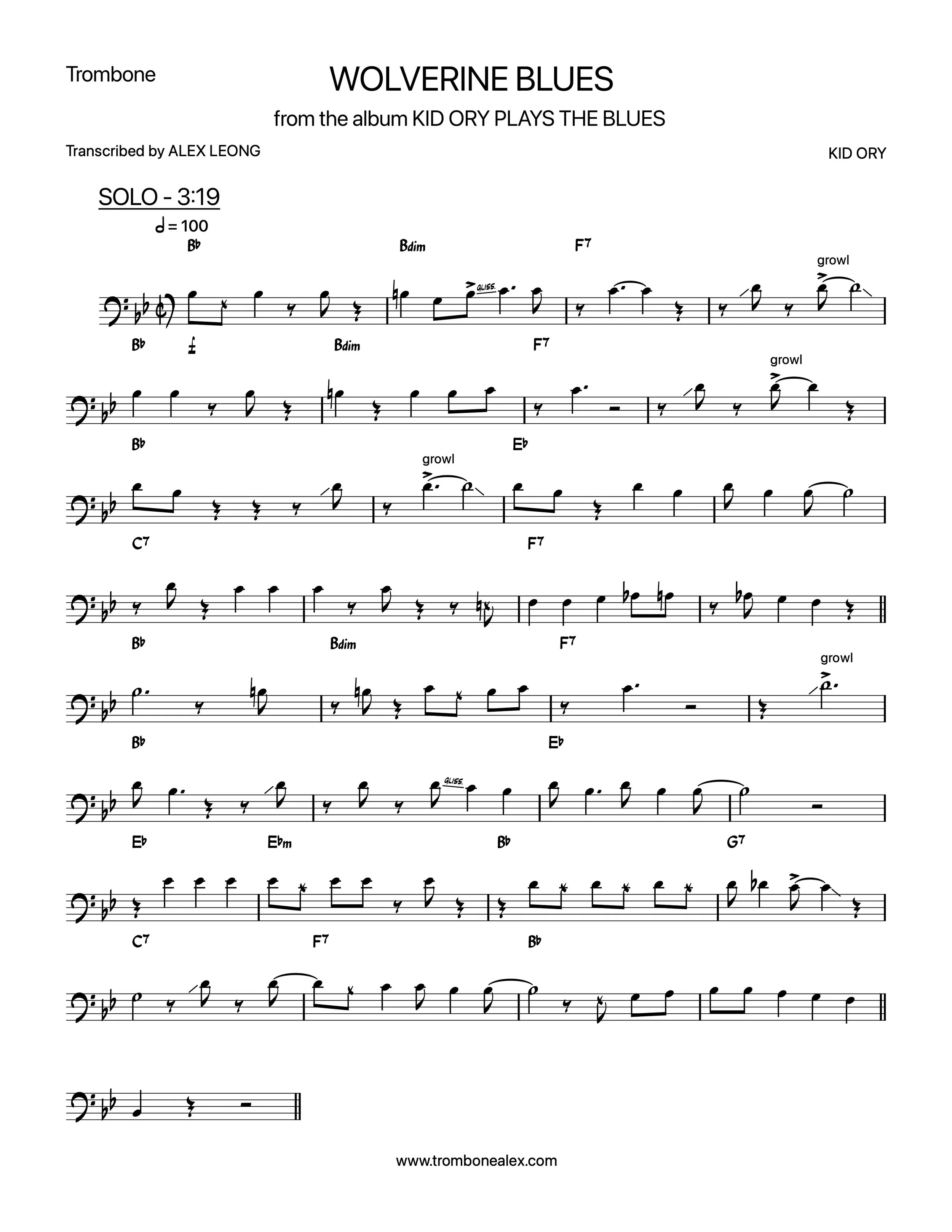 "Wolverine Blues" - Kid Ory