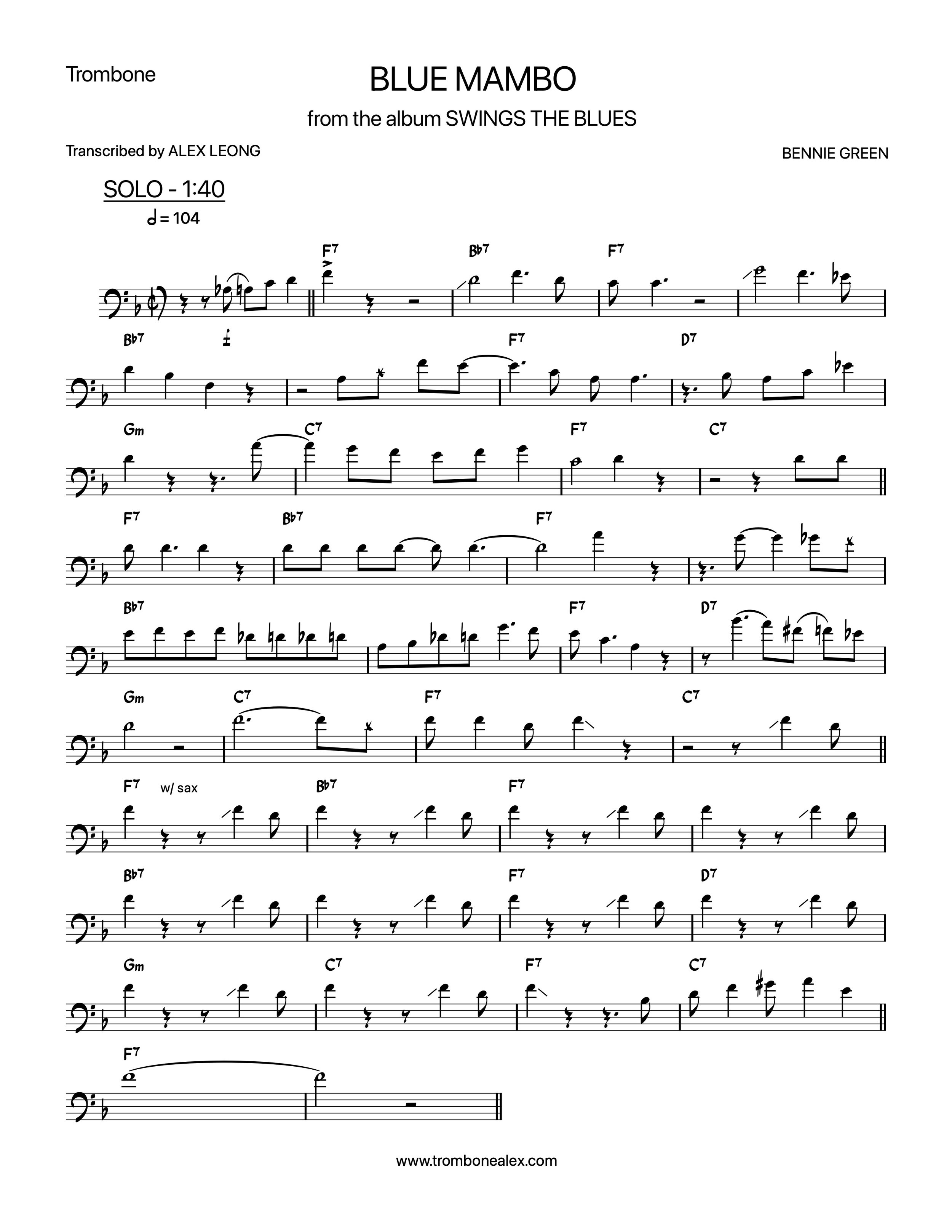 "Blue Mambo" - Bennie Green