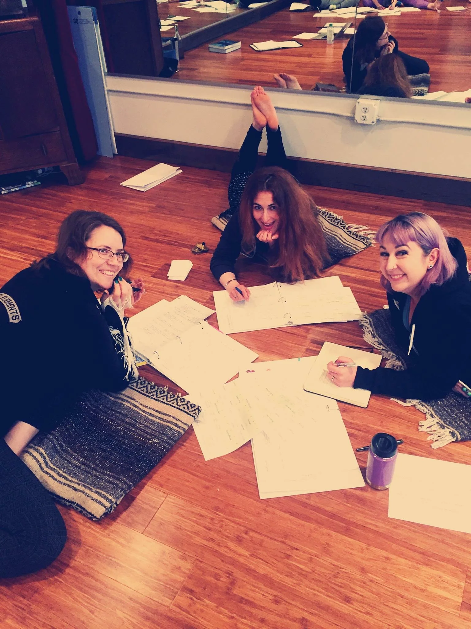 Joanna, Sahra, and me working on lesson plans at Datura