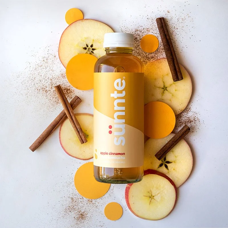 Sunnte bottle styled with food props for product photography