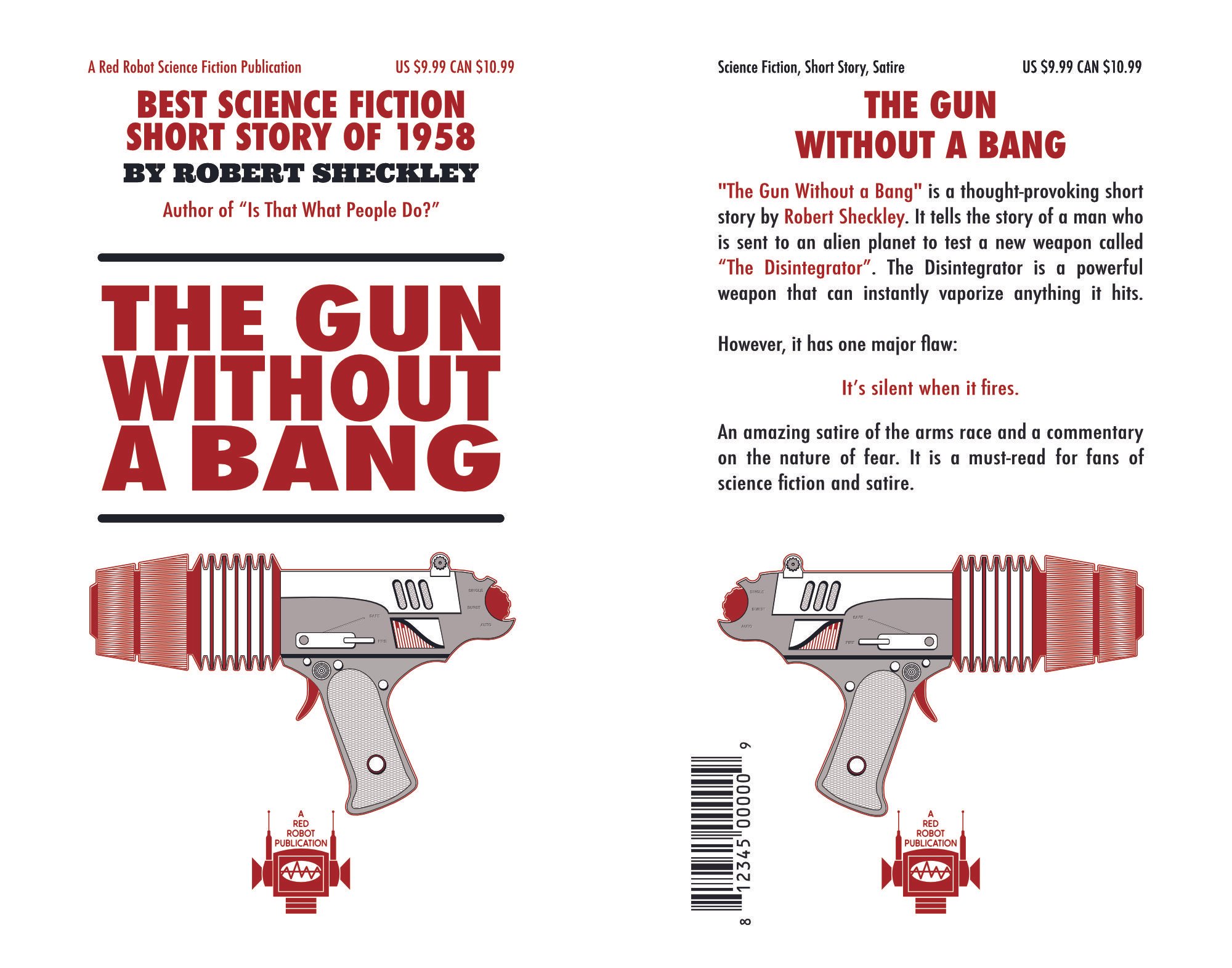 Minimalist Retro Style Front and Back cover for Red Robot Books