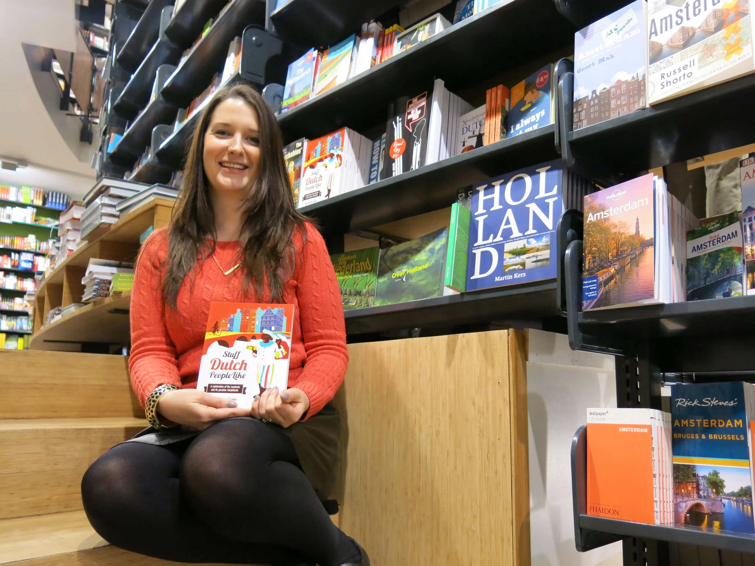 Colleen Geske, author of Stuff Dutch People Like, at the American Book Centre in Amsterdam. Geske, a Canadian who has lived in Holland for almost 10 years, self-published the book in November 2013, and has since struck a deal to have the book published in Dutch. Photo: Jessica Howard