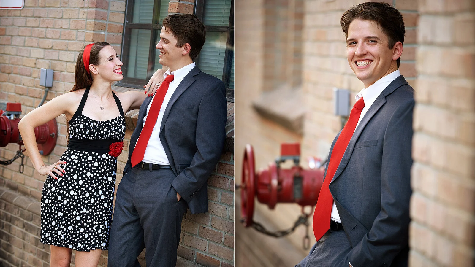 Vintage engagement photos in Downtown Houston