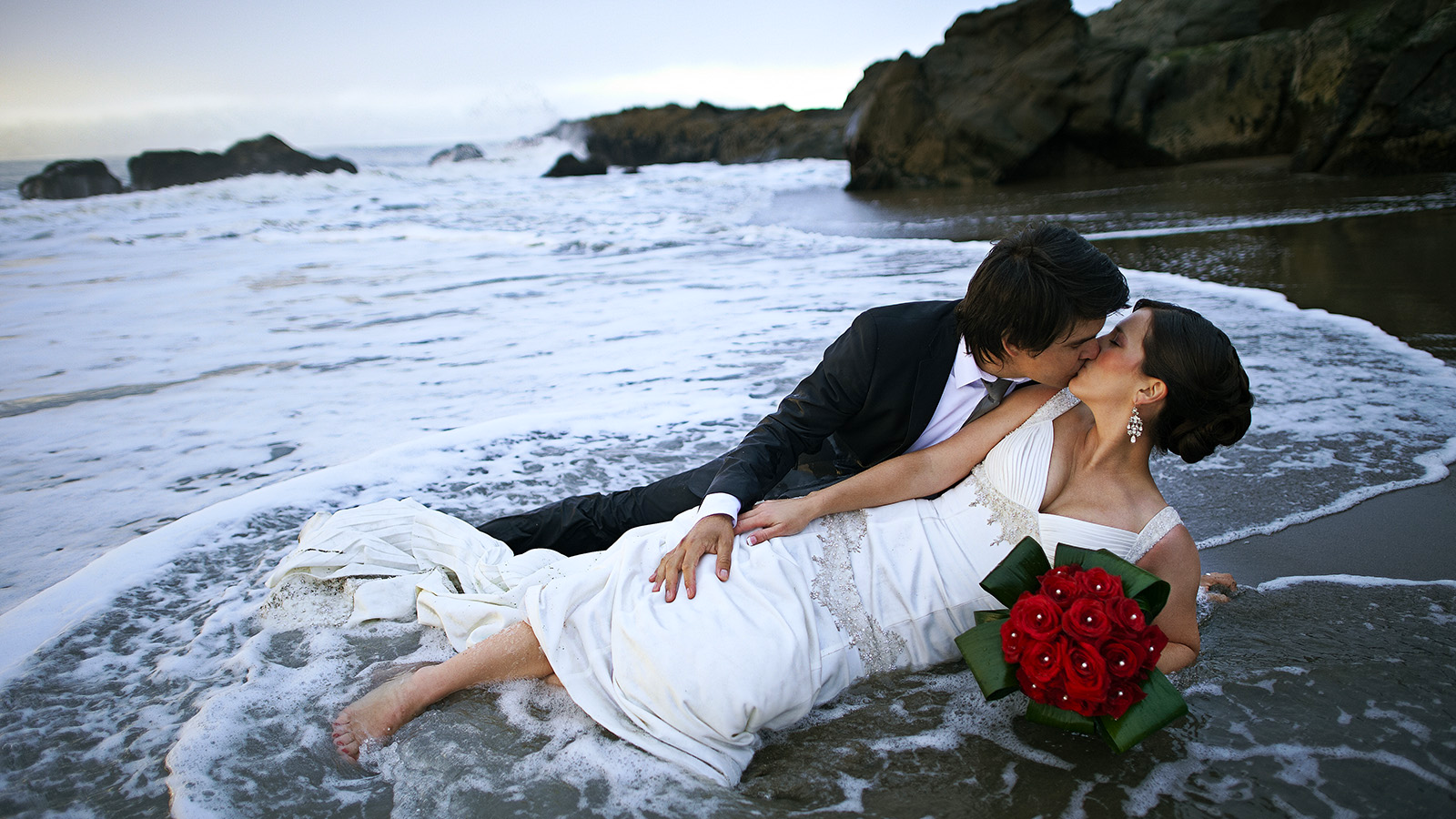 Romantic trash the dress photo in San Francisco
