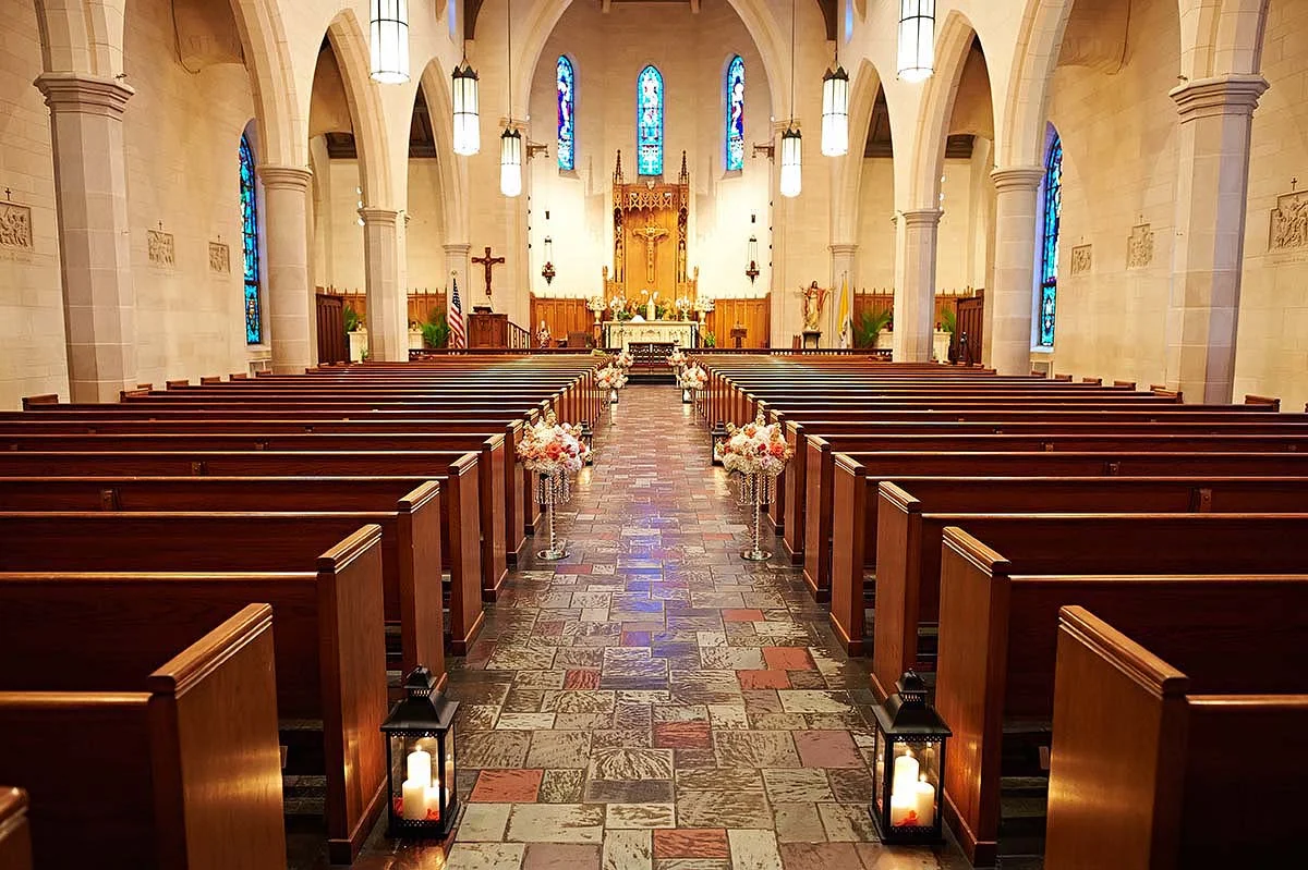 The wedding ceremony was celebrated at the Holy Rosary Church in Downtown Houston, TX.