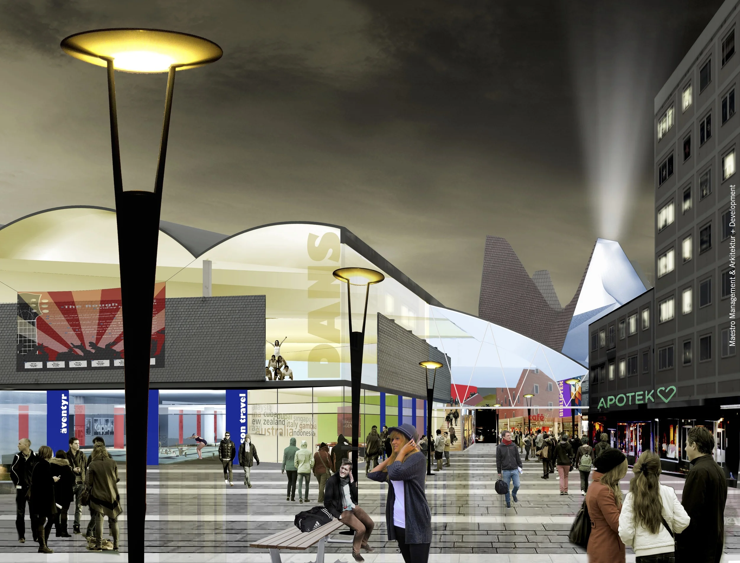 The multi-activity building will increase life in the city and fill earlier unused and dead space.