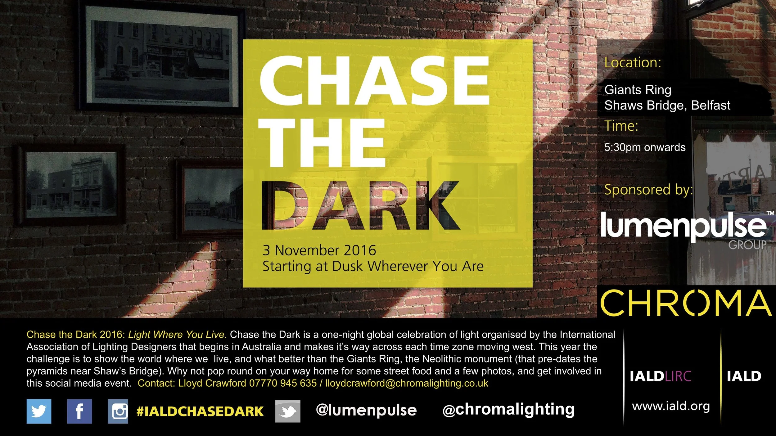 IALD Chase The Dark 2016- starts in Australia rolling westward with the night. Find out more here .
