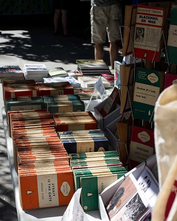 This is a new pop-up book market on Goldsmiths Row, a road which is now car-free!