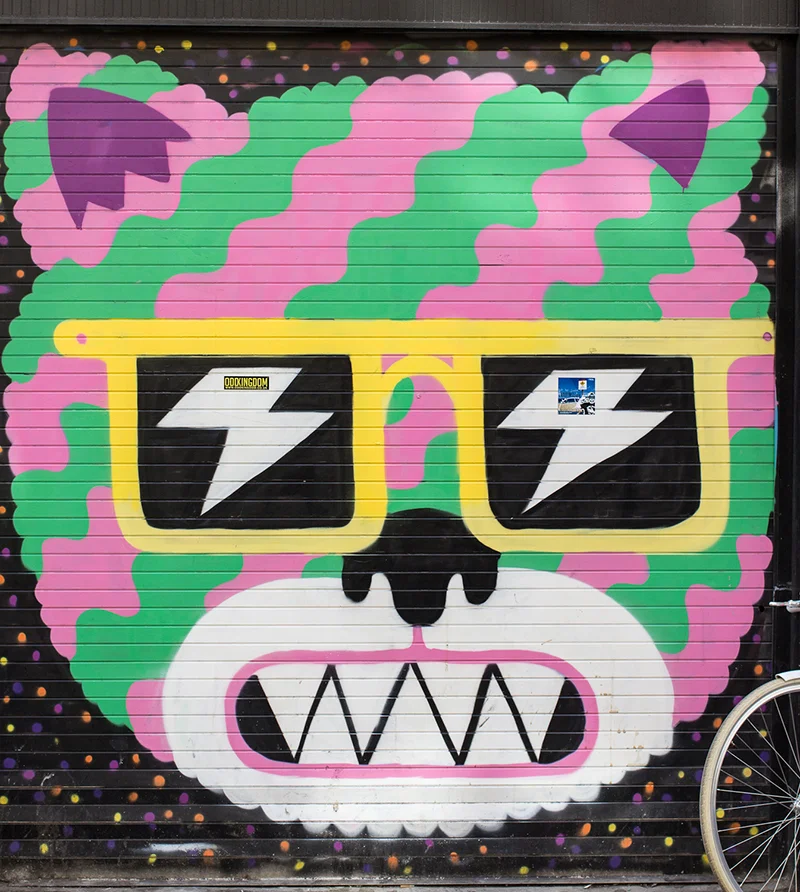 These colourful animals are all over Brick Lane and surrounding streets, but are unsigned.. credit to the artist anyone?