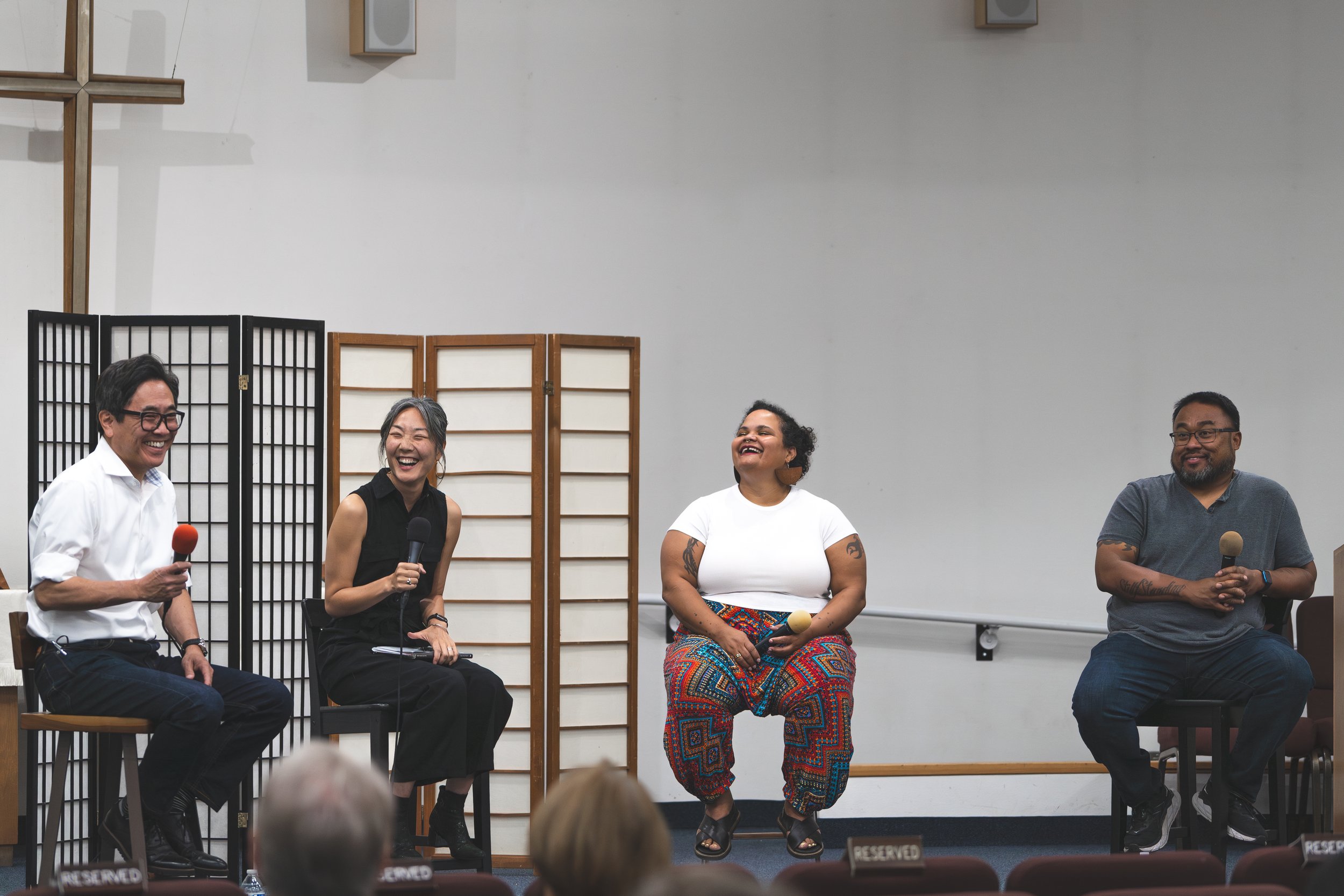 Four poets on the stage