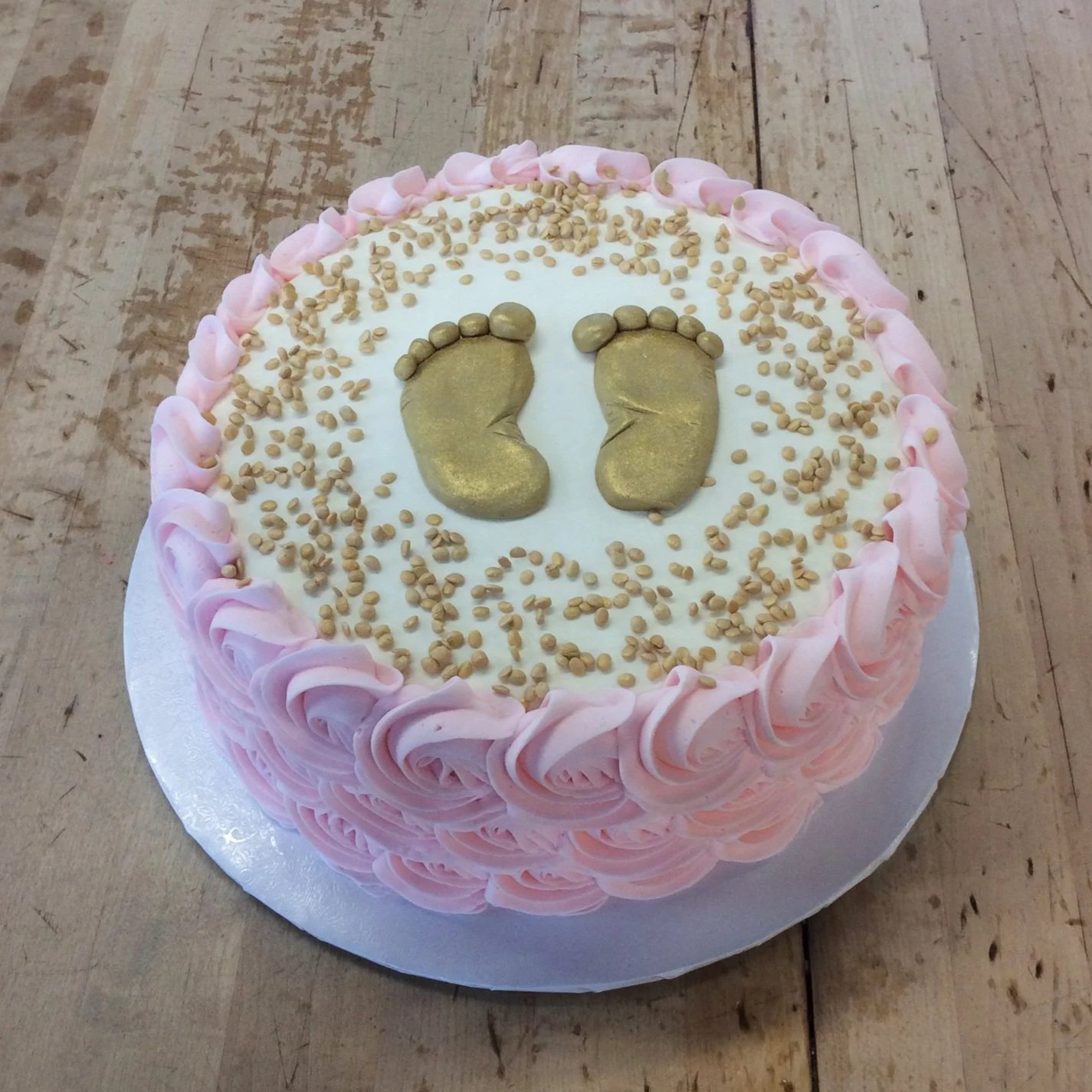 Gold Baby Feet & Rosettes