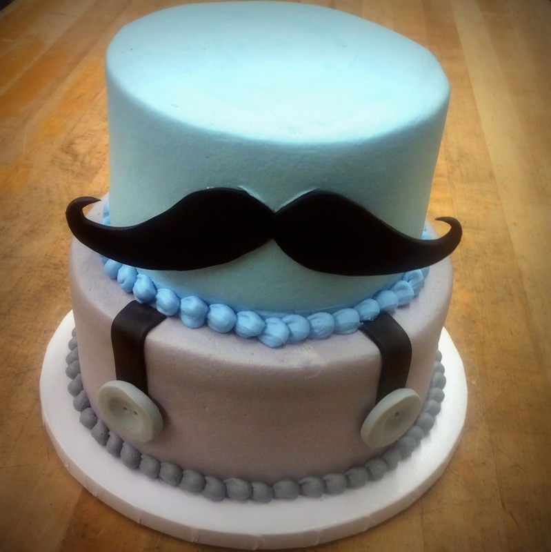 Party Cake with Mustache and Suspenders