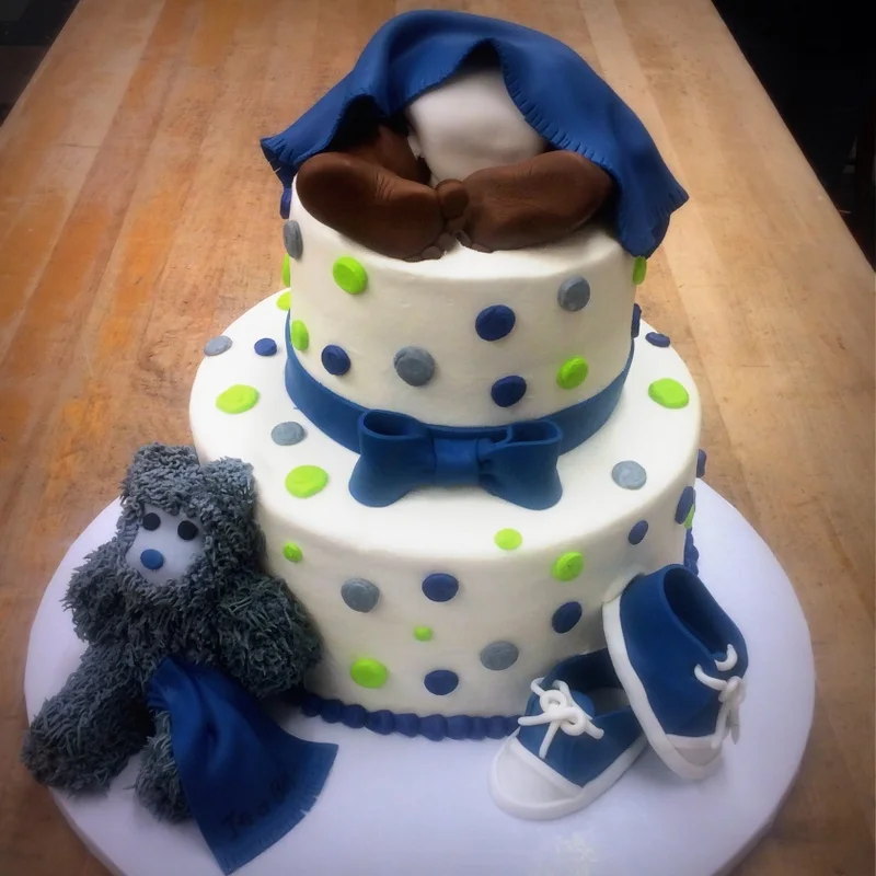Baby Boy Party Cake with Shoes and Teddy