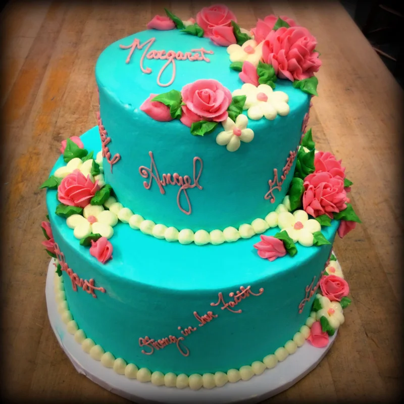 Party Cake with Roses and Daisies